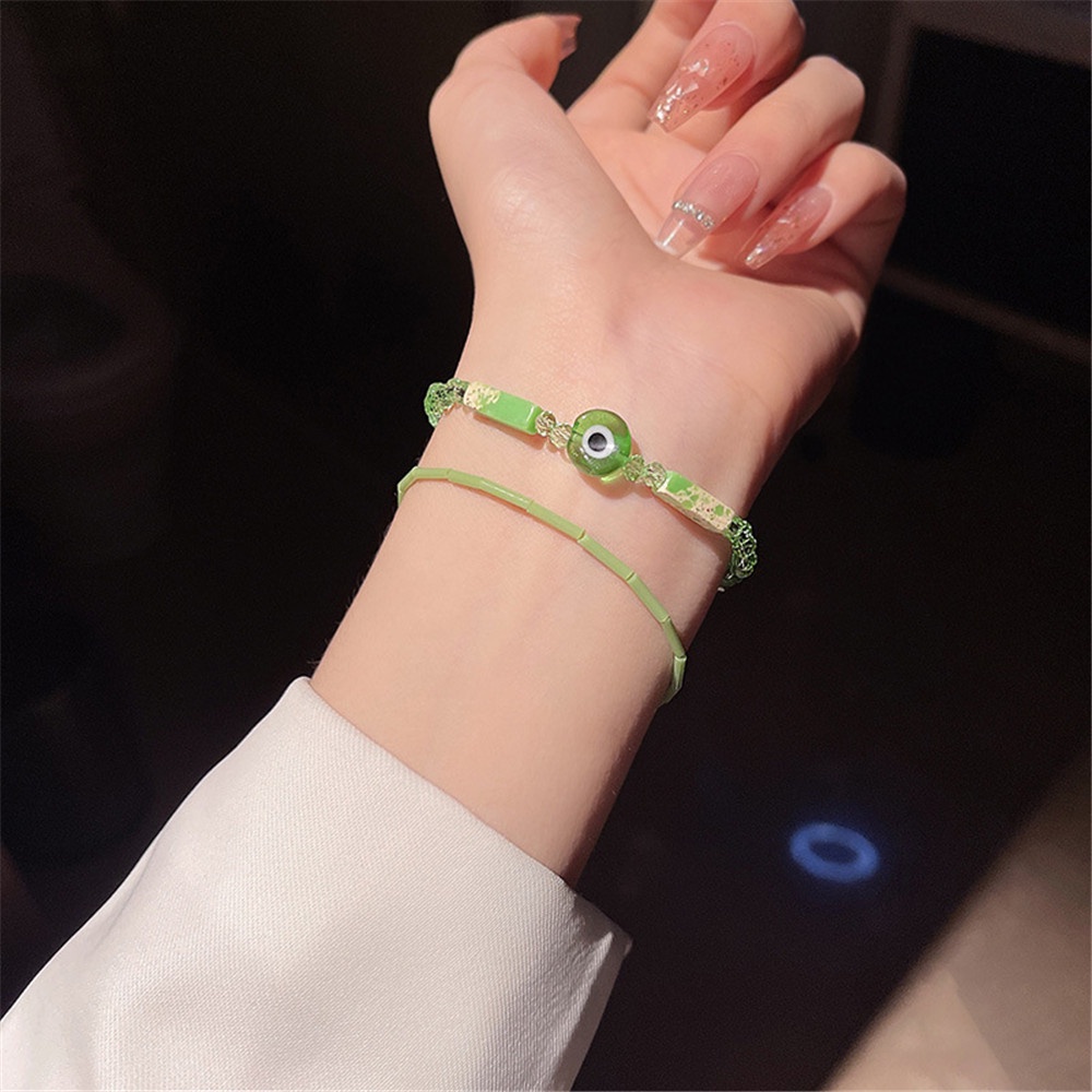 Cod Qipin Vòng Tay Chuỗi Hạt Màu Xanh Lá Cây Ngọt Ngào Nhiều Màu Sắc Thời Trang Hàn Quốc Làm Quà