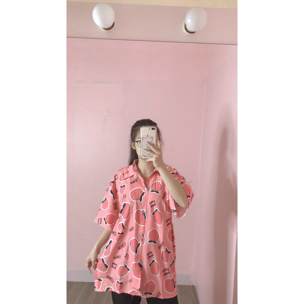 Áo sơ mi cộc tay hoa quả dáng thụng ulzzang thời trang nam nữ/ Áo khoác nhẹ dáng sơ mi cổ bẻ tay lỡ unisex | BigBuy360 - bigbuy360.vn