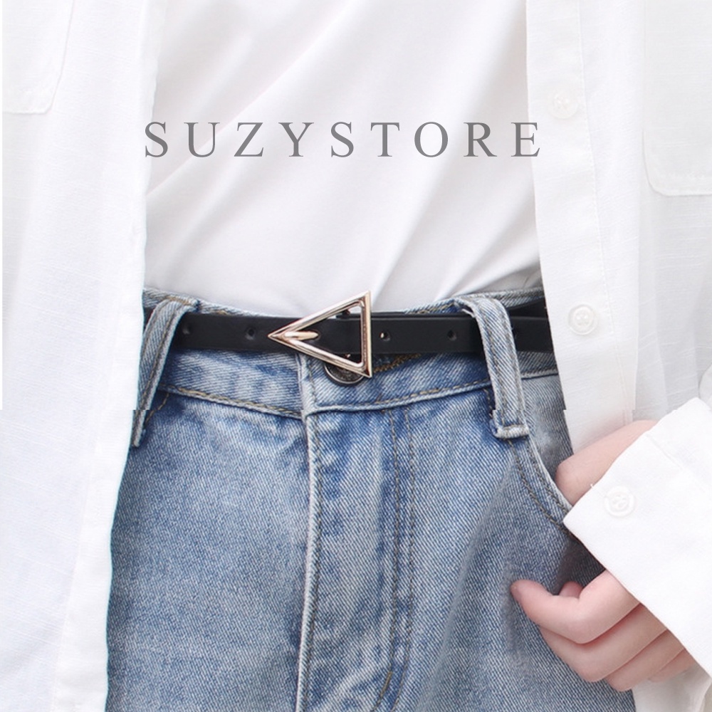 Đai váy TAM GIÁC size 1.1cm nhỏ xinh suzy store - Đai thắt lưng nịt váy da nhỏ mặt tam giác vàng có đục lỗ TLSU4