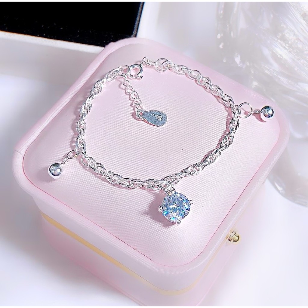 Lắc tay cho bé bạc ta chuẩn DaLiA Jewelry lắc trẻ em cho bé phối charm dâu tây, đá hình ngộ nghĩnh