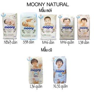 TÃ/BỈM MOONY NATURAL NỘI ĐỊA NHẬT SIÊU CAO CẤP CHÍNH HÃNG CỘNG MIẾNG DÁN/QUẦN ĐỦ SIZE NB63/S58/M48/L36/XL32