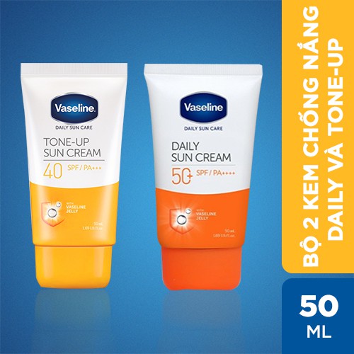 Bộ 2 kem chống nắng Vaseline 50ml x 2 : Daily và Tone-up