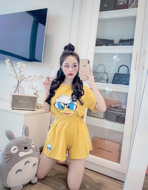 Bộ Phông Mặc Nhà Hình Vịt Siêu Xinh (Video + Ảnh Thật), Bộ Ngủ Vịt Cao Cấp
