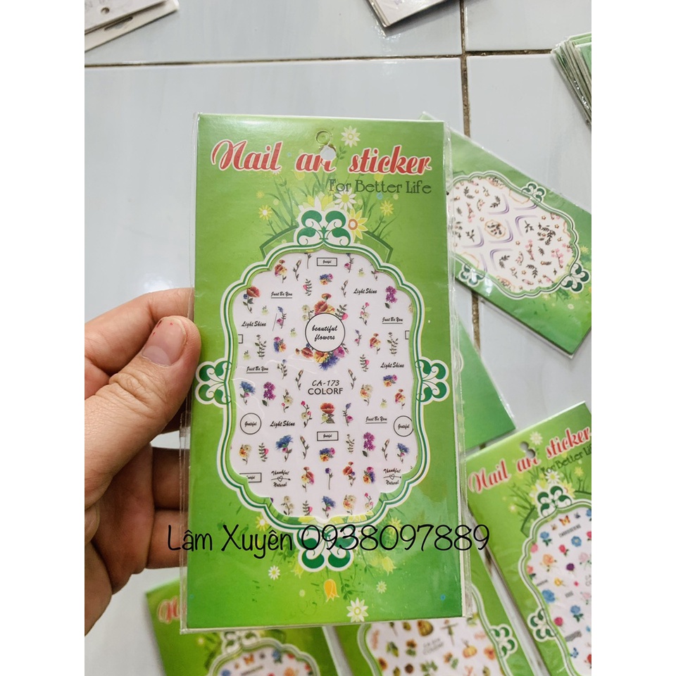 GIÁ RẺSticker dán móng tay có keo sẵn hoạ tiết trang trí đa dạng, thích hợp mọi lứa tuổi, có keo sẵn tháo ra xài