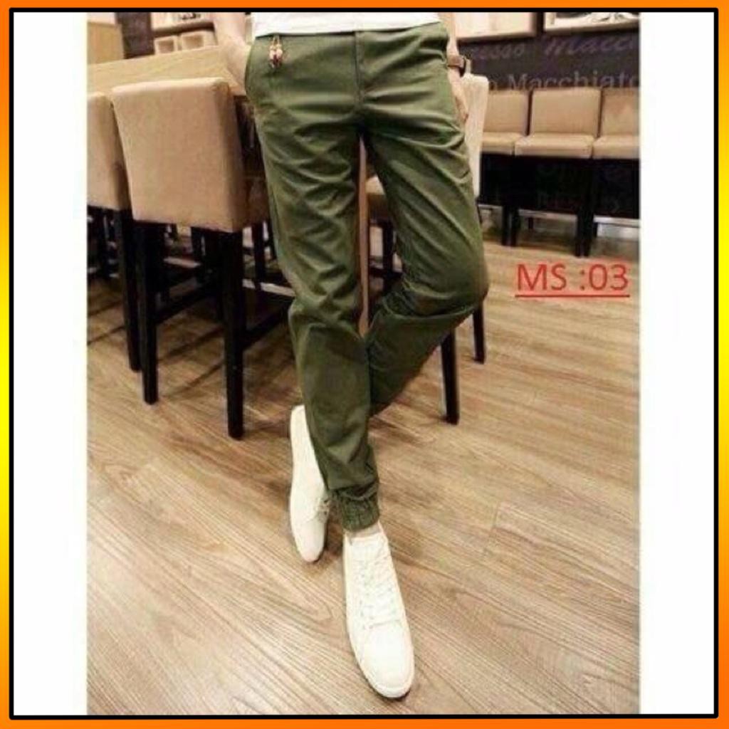 Quần Jogger kaki dây kéo chân nam nữ đều mặc được