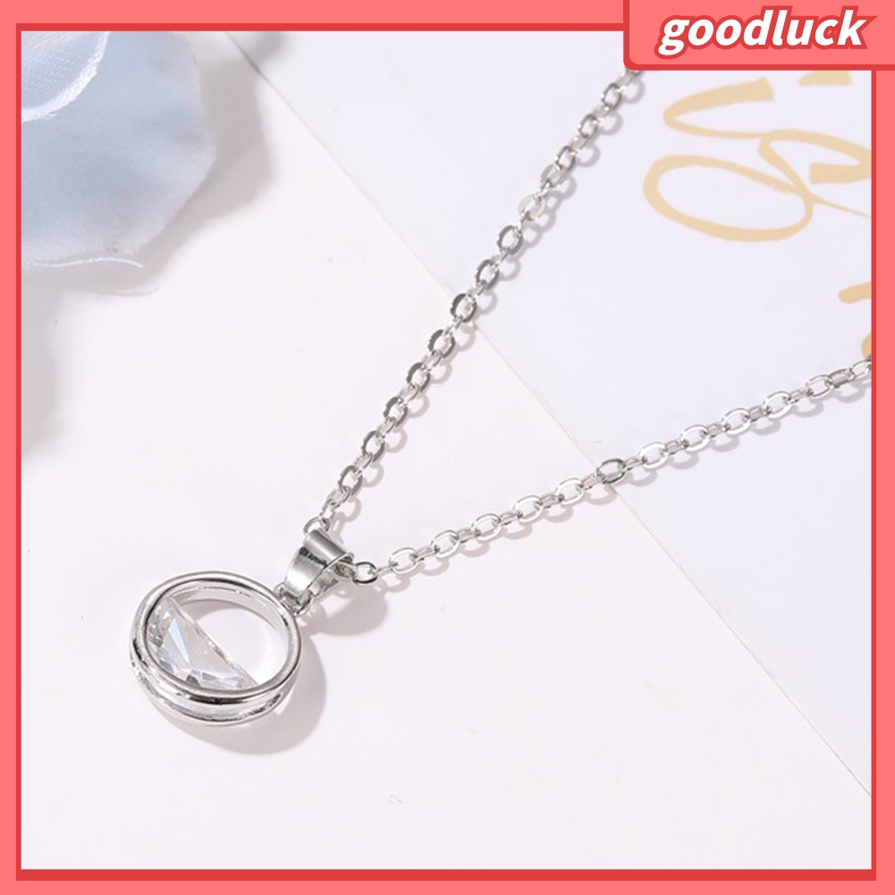 Set Dây Chuyền + Đôi Khuyên Tai Mặt Tròn Đính Đá Thời Trang Cho Nữ