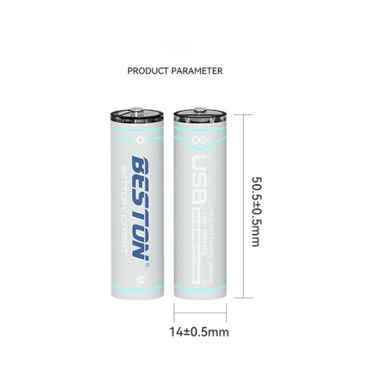 Bộ 4 Pin sạc AA 1.5V Beston 2200mWh Lithium A2C-60, hỗ trợ sạc nhanh trực tiếp bằng cổng USB type C