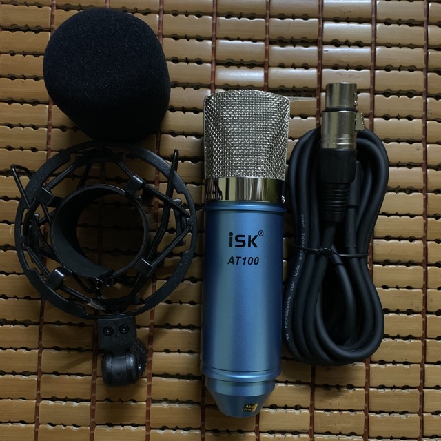 Bộ Mic Hát Thu Âm Karaoke Mixer F4 Màn Led và Mic isk AT100 kèm phụ kiện đầy đủ bh 6t