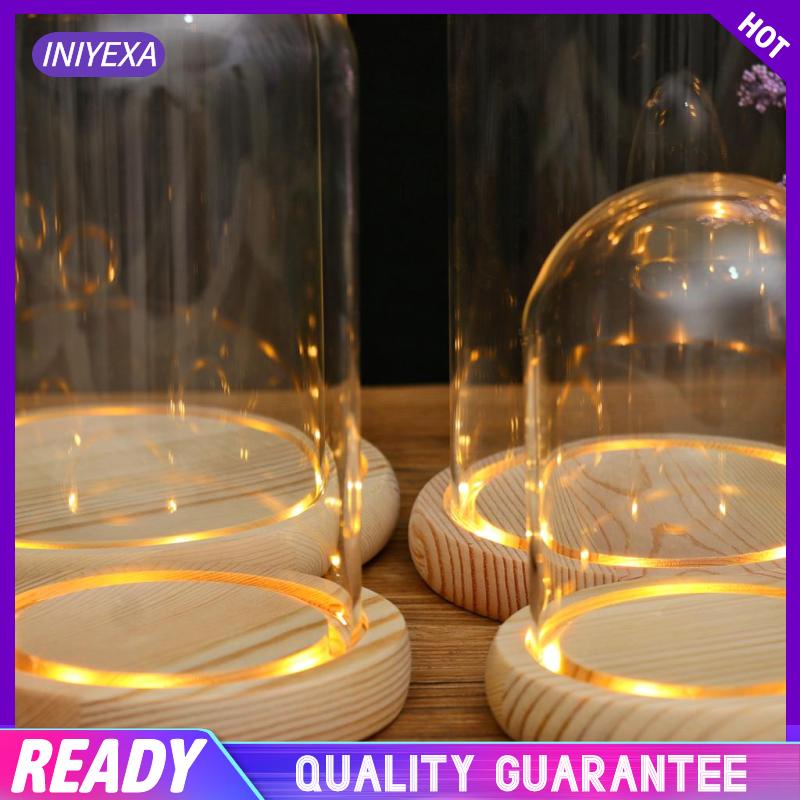 Thủy tinh + Đế gỗ LED, Lọ chuông thủy tinh trong suốt trang trí để trang trí quà tặng
