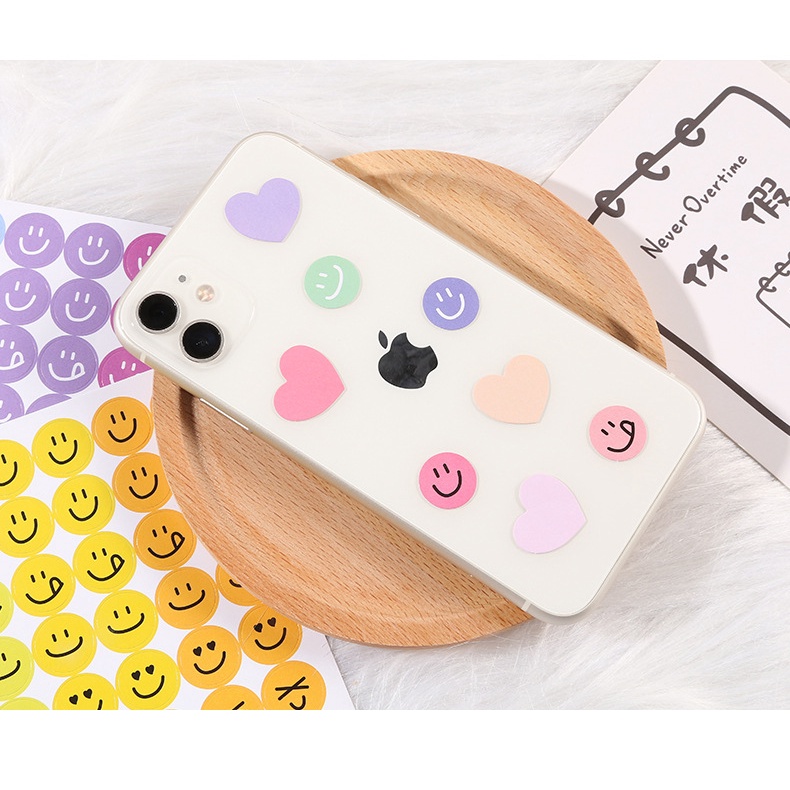 Set 3 sticker tròn emoji cảm xúc nhiều màu sắc dùng để trang trí nhật ký, sổ tay, bullet journal, mood tracker