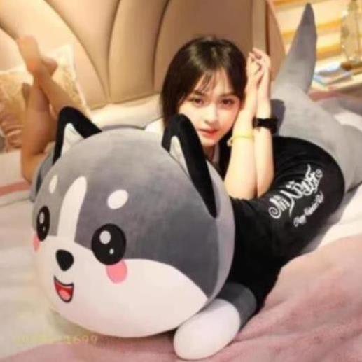 linh - Gấu bông chó husky siêu đáng yêu vải co dãn 4 chiều cao cấp
