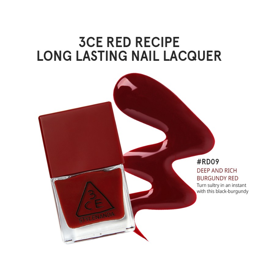 SƠN MÓNG TAY [3CE] RED RECIPE LONG LASTING NAIL LACQUER #RD09