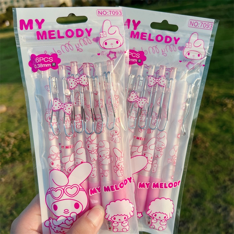 Set 6 Bút Bi Mực Đen Ngòi 0.38MM