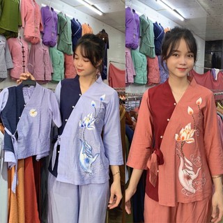 Đồ Lam Đi Chùa # Xéo Nơ Vẽ Phối Vải Cao Cấp # Quần Áo Nữ # Đồ Bộ Nữ