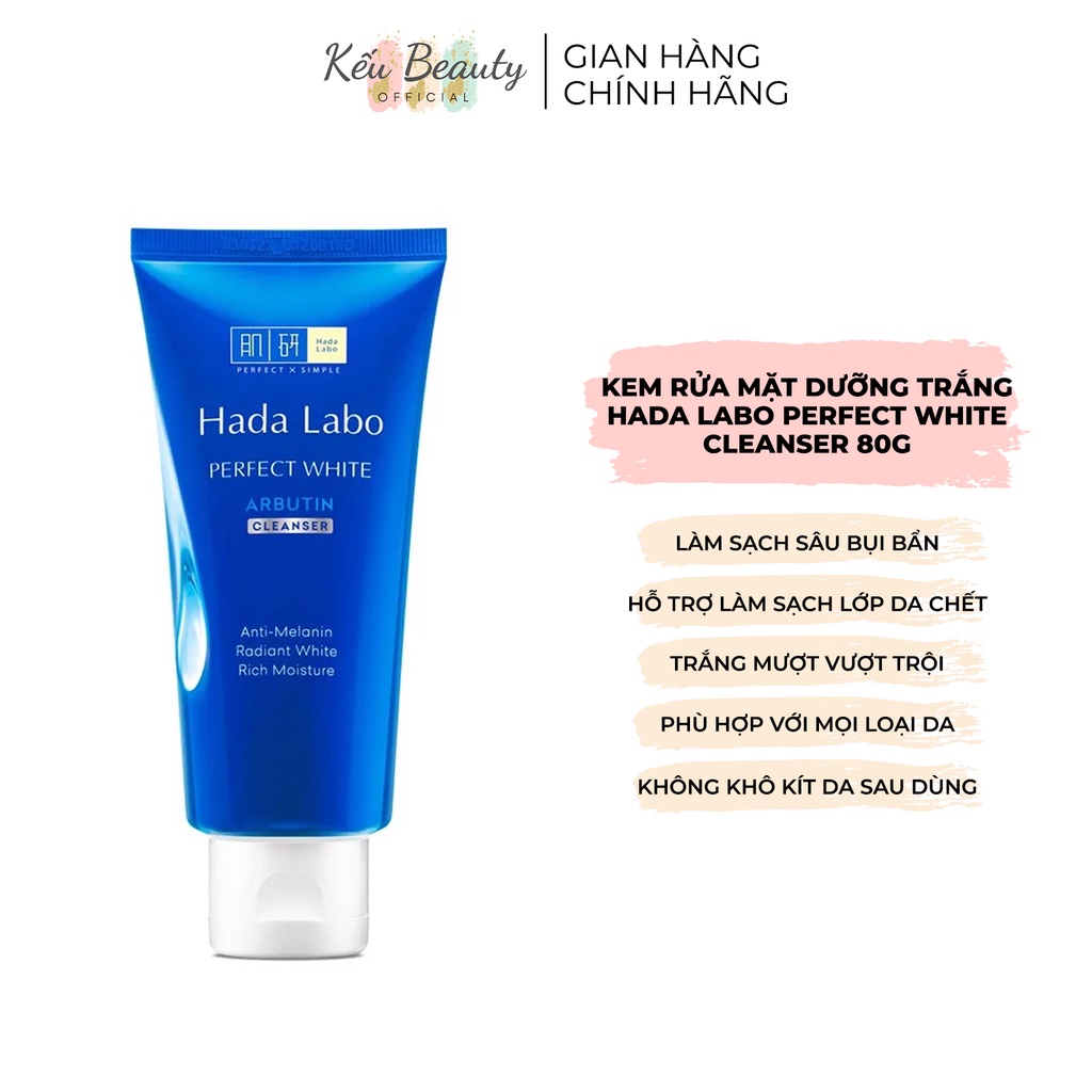 Kem rửa mặt dưỡng trắng Hada Labo Perfect White Cleanser 80g