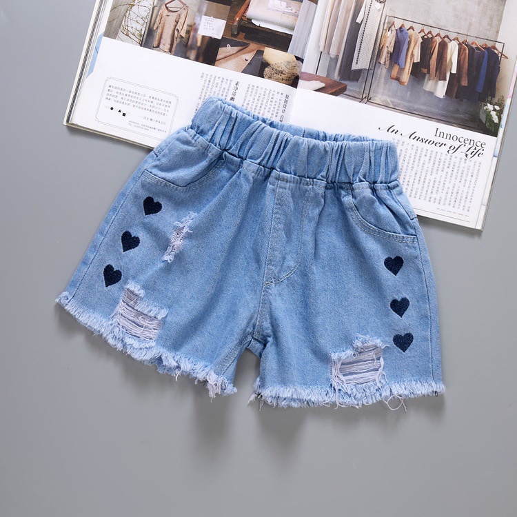 Quần Jeans Lửng Thêu Hoa Thời Trang Cho Bé Gái