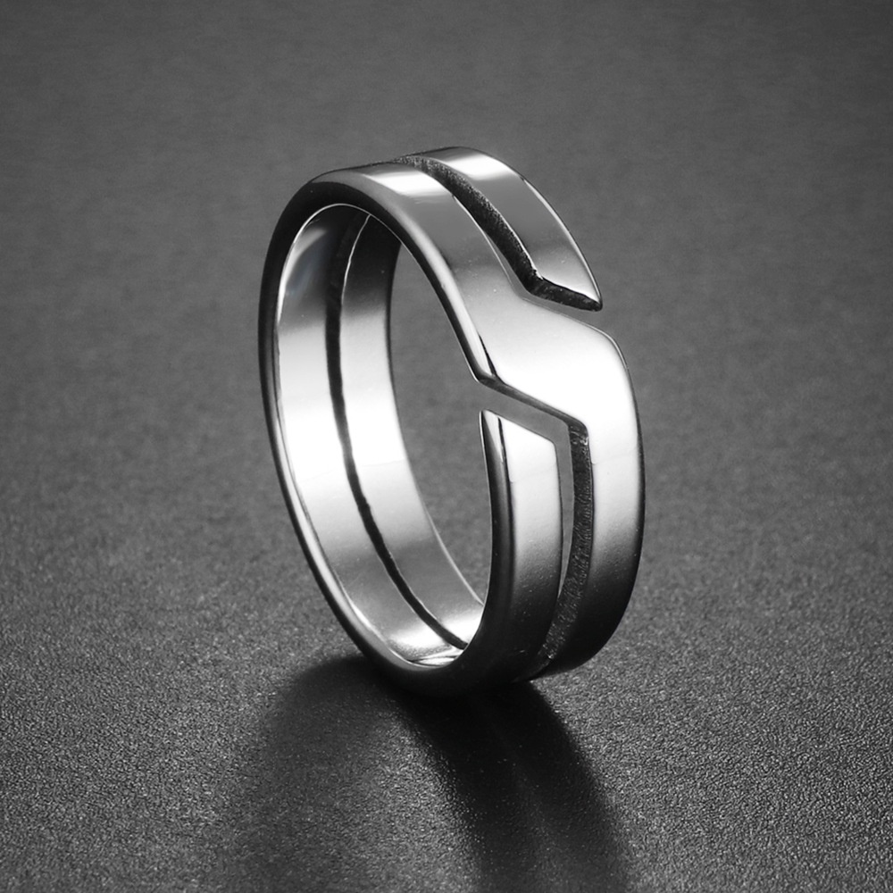 Nhẫn Thép Titan Không Gỉ 6mm Thiết Kế Hình Học Thời Trang