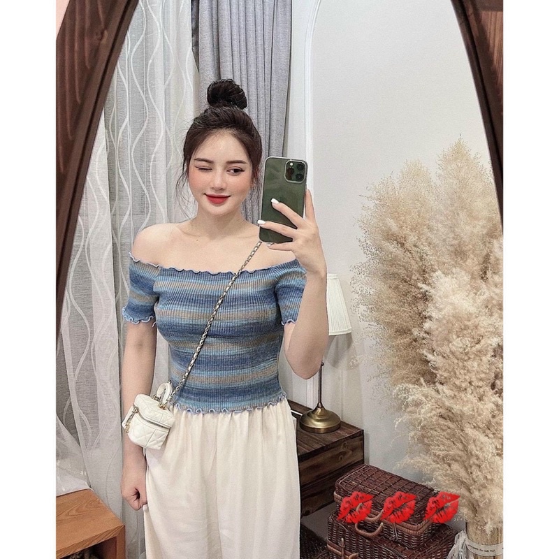 Áo len mỏng dáng ôm trễ vai sexxy, Áo kiểu cổ thuyền vải len co giãn AL7541 - NhiNhi Shop | BigBuy360 - bigbuy360.vn