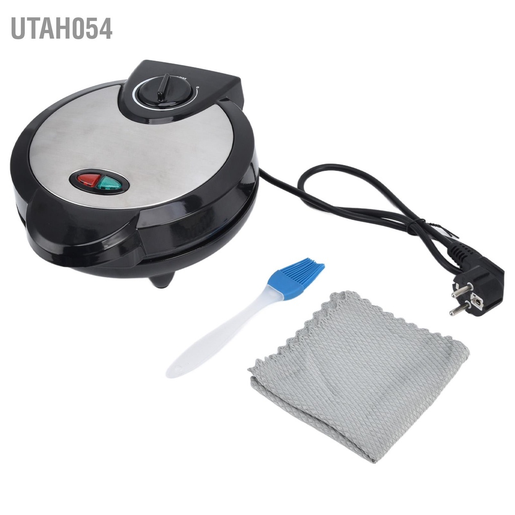 Utah054 Máy làm bánh quế hai mặt Sưởi ấm nhanh ăn sáng gia đình không dính 1200W EU Cắm 220‑240V