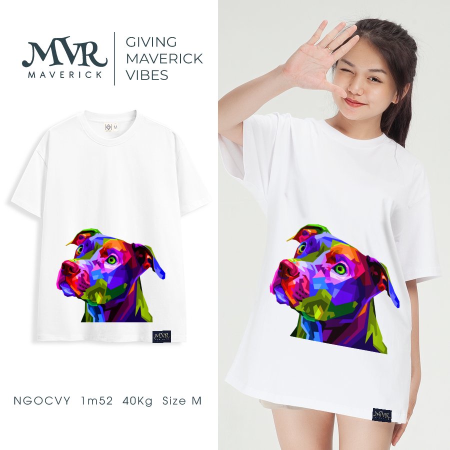Áo thun nữ nam Cotton thoáng mát chú chó nghệ thuật nhiều màu sắc MVR KK3928
