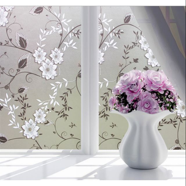 Decal dán kính ,Giấy dán kính mờ hoa trắng nhỏ mã 9862 khổ rộng 90 cm độ dài theo số lượng×1m