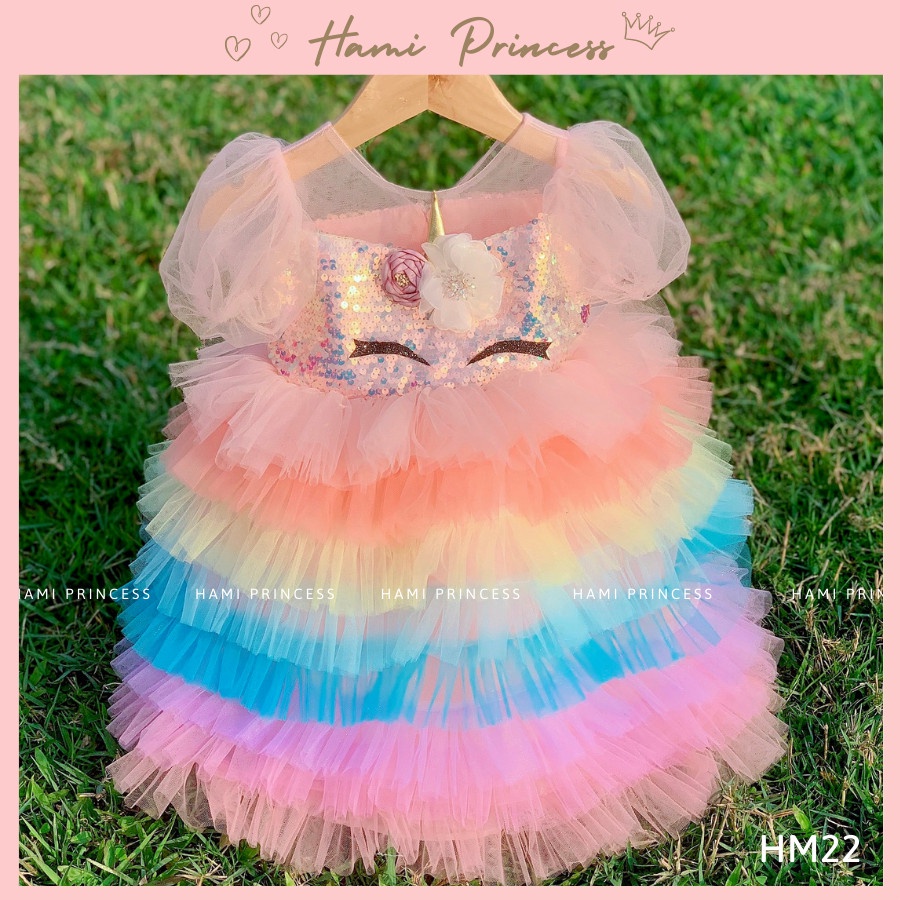 Váy Công Chúa Cầu Vồng Pony HM22 Dễ Thương Cho Bé Gái HAMI PRINCESS ❤️ Tặng Kèm Phụ Kiện