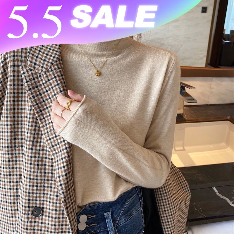 Áo len cổ lọ tay dài dáng ôm thời trang thu đông 2021 nhiều màu tùy chọn cho nữ