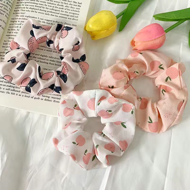 Dây Buộc Tóc Co Giãn Họa Tiết Trái Cây Dễ Thương Dành Cho Nữ