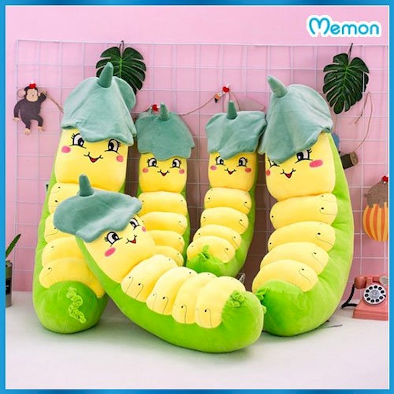 Gấu bông Sâu đội nón lá đáng yêu, Thú nhồi bông chú sâu xanh Cute, Gấu xinh Zick.vn