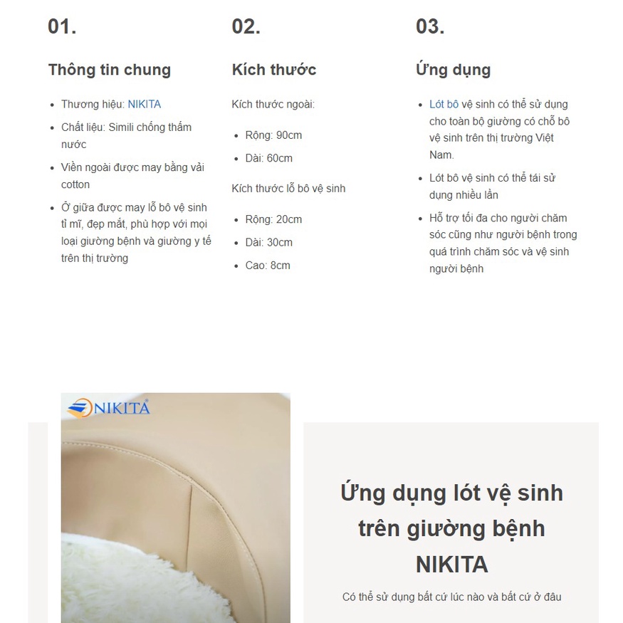 Lót bô vệ sinh, simili giường bệnh - NIKITA