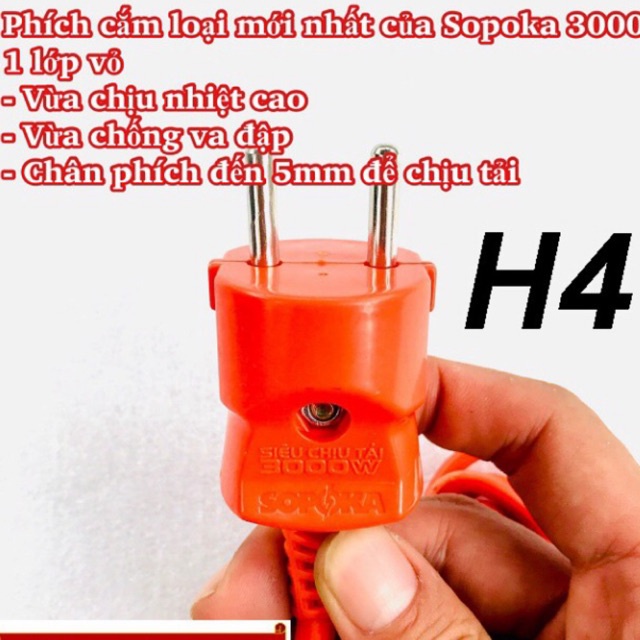 Ổ Cắm Liền Dây + Phích Cắm Chịu Tải Nhiệt SOPOKA T3-3000W/ T5-3000W