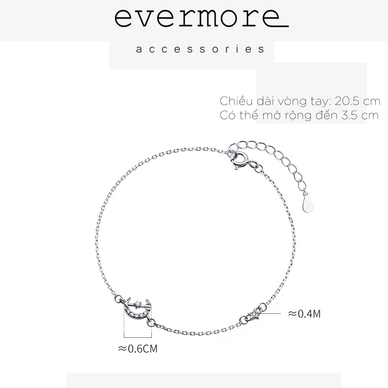 Vòng tay bạc EVERMORE, lắc tay mặt trăng non bạc Ý 925 cao cấp, phong cách minimalism, thanh lịch - L004