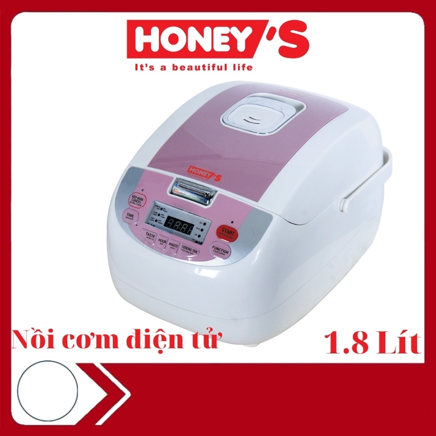 Nồi cơm điện tử Honey's HO-RC704-D181 1.8L, chip cảm biến giúp cơm ngon, đa dạng chức năng nấu, tiết kiệm điện