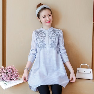 Áo bầu công sở kẻ thêu