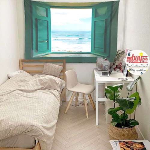 [MẪU MỚI - SẴN] Vải Treo Tường Trang Trí, vải siêu dày, họa tiết cửa sổ tạo không gian mở cho phòng ngủ | BigBuy360 - bigbuy360.vn