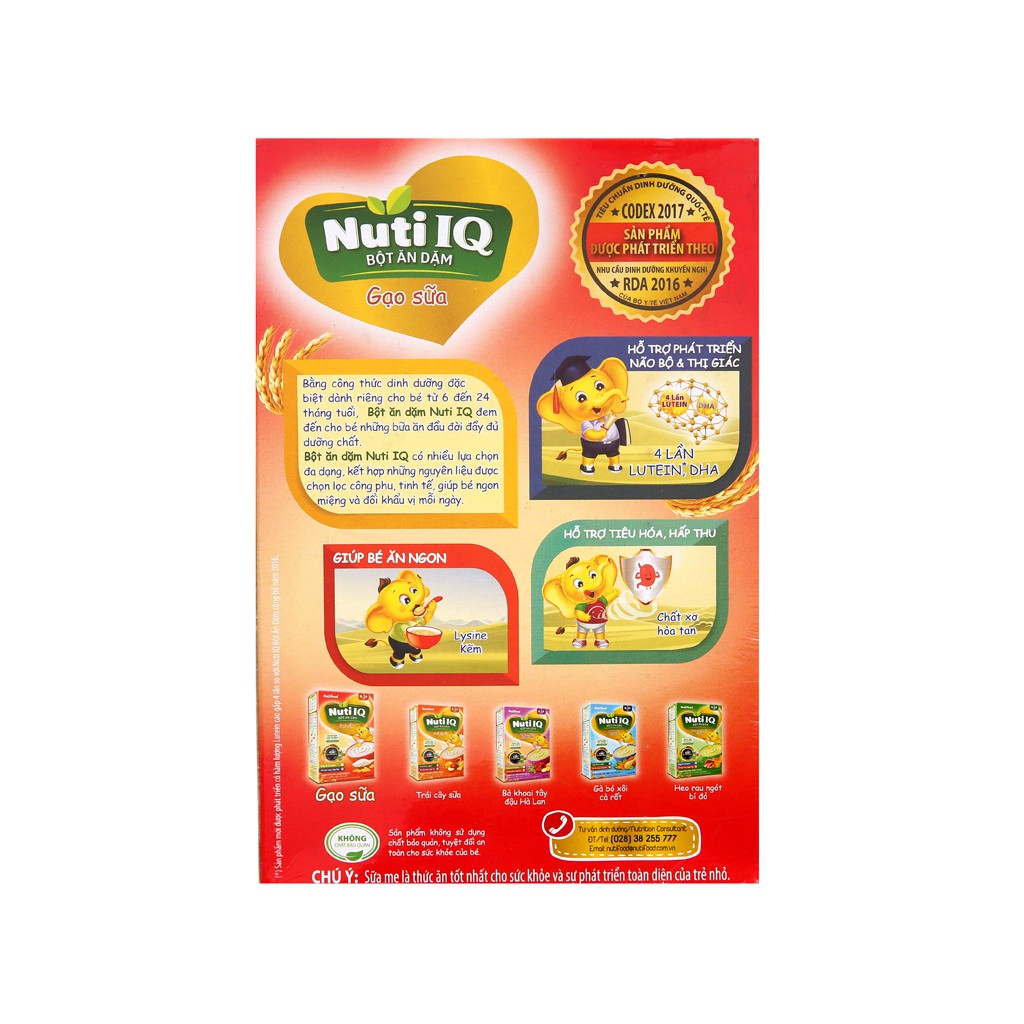 Bột ăn dặm NutiFood Nuti IQ gạo sữa hộp 200g (6 - 24 tháng)