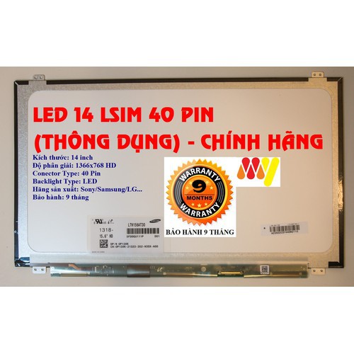 Màn Hình Laptop 14 Inch LED Mỏng - Slim 40 Pin