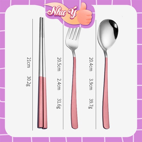 Bộ Đũa Nĩa Thìa Inox 304 Cá Nhân Cơm Trưa Văn Phòng Dã Ngoại Phủ Bóng Sang Trọng