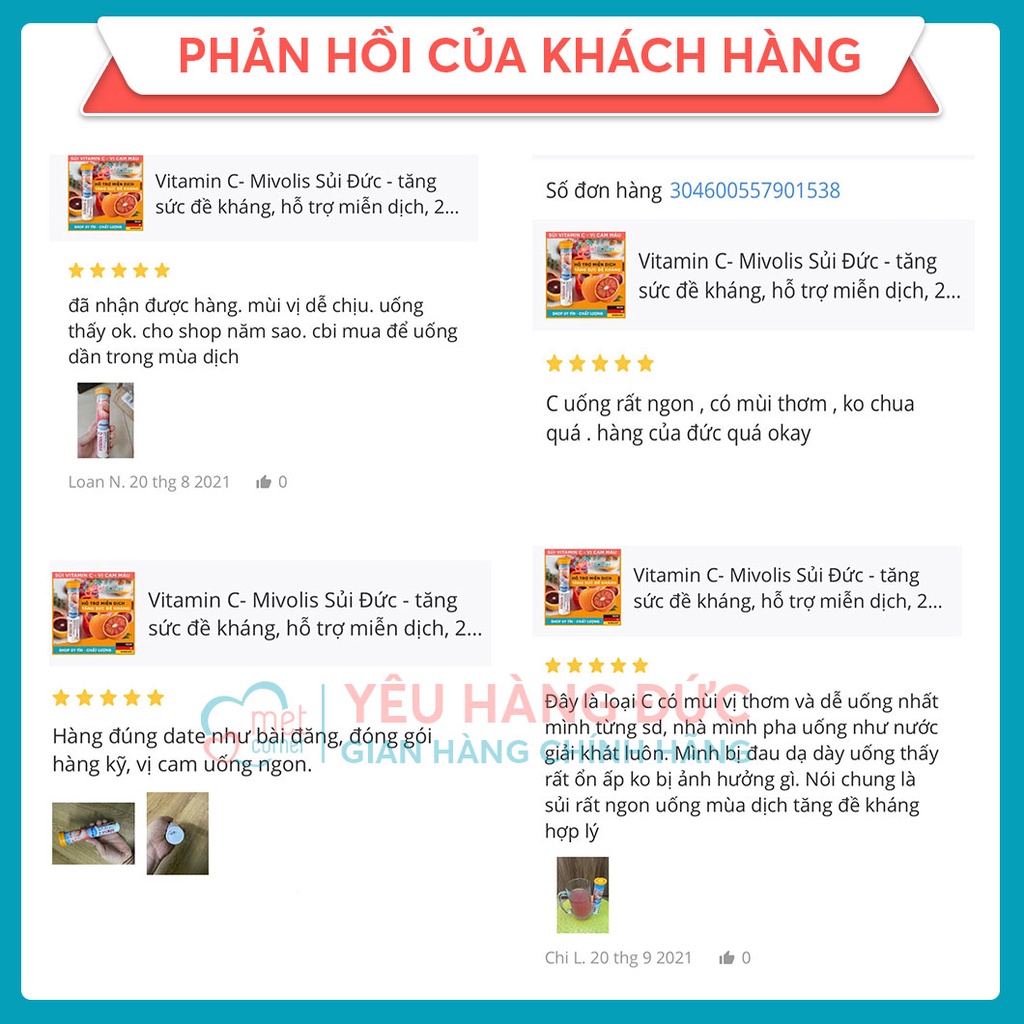 Vitamin C- Mivolis Sủi Đức - tăng sức đề kháng, hỗ trợ miễn dịch, 20 Viên - Met Corner - Yêu hàng Đức