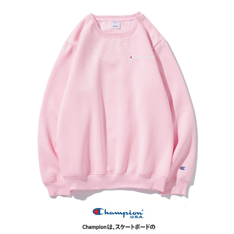 Áo Sweater Cotton Cổ Tròn Thêu Chữ Champion Thời Trang Cho Nam Nữ