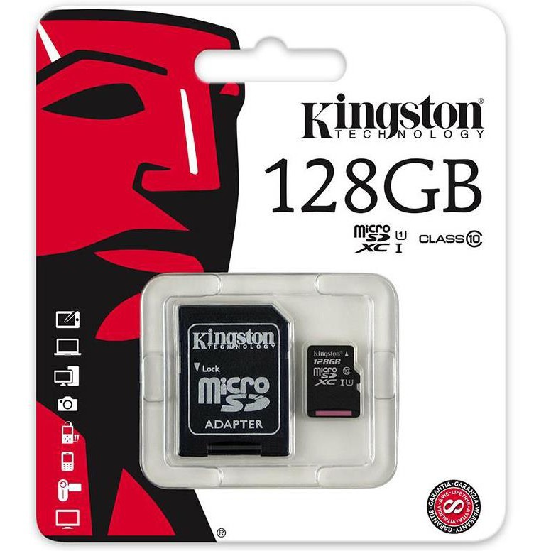 Thẻ Nhớ 128GB MicroSD Kingston Class 10 (Kèm Adapter) - Bảo hành 5 năm