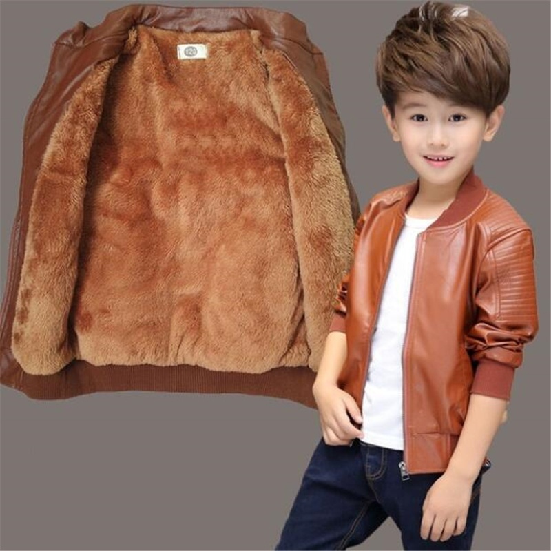 Áo khoác da giả màu nâu/đen thời trang cho bé trai