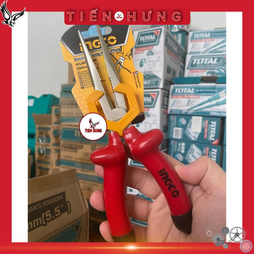" Kìm mũi nhọn mỏ dài cách điện INGCO HILNP01200