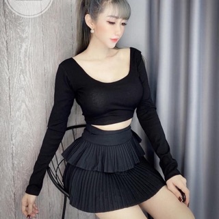 Áo thun cổ vuông tay dài 😍thu đông 2020