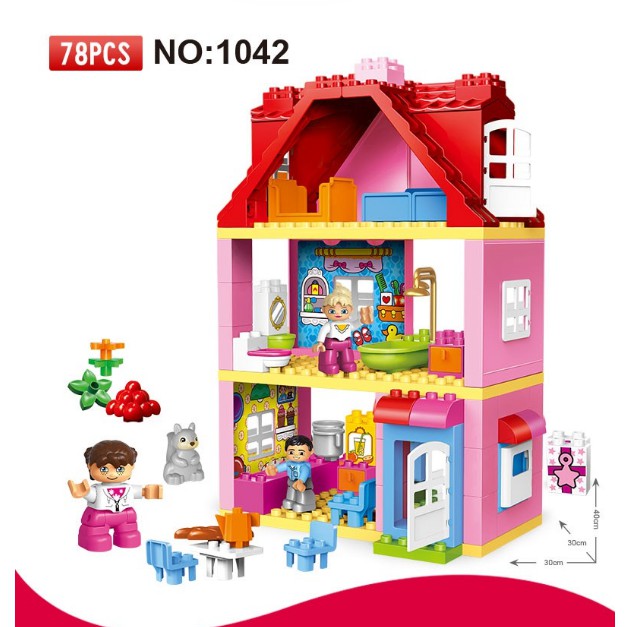 (Full Box)Đồ chơi lắp ghép tương thích với Lego Duplo – ngôi nhà hạnh phúc Gorock 1042