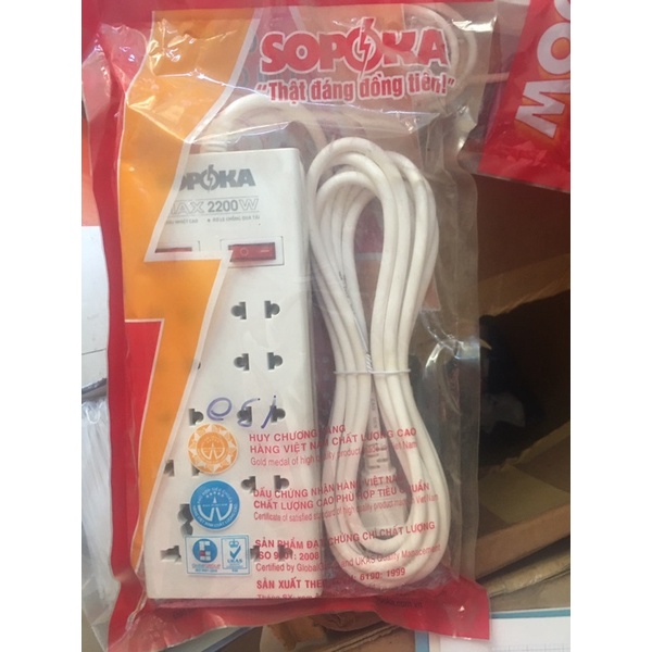Ổ Cắm Điện 10 cửa Lõi Chịu Nhiệt 2200W Sopoka