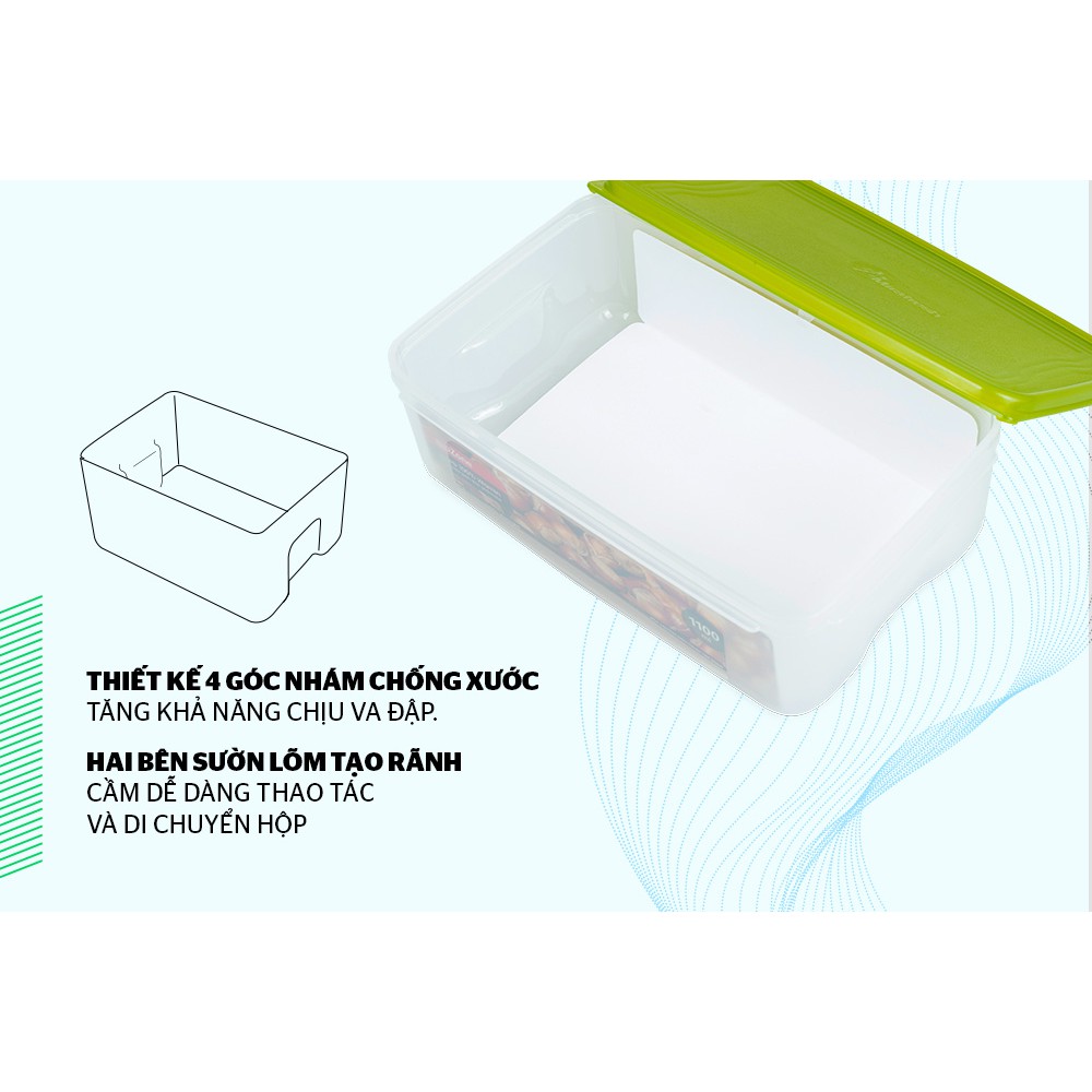Hộp bảo quản thực phẩm khô BioZone 1100ml KB-DR1100P - an toàn cho sức khỏe