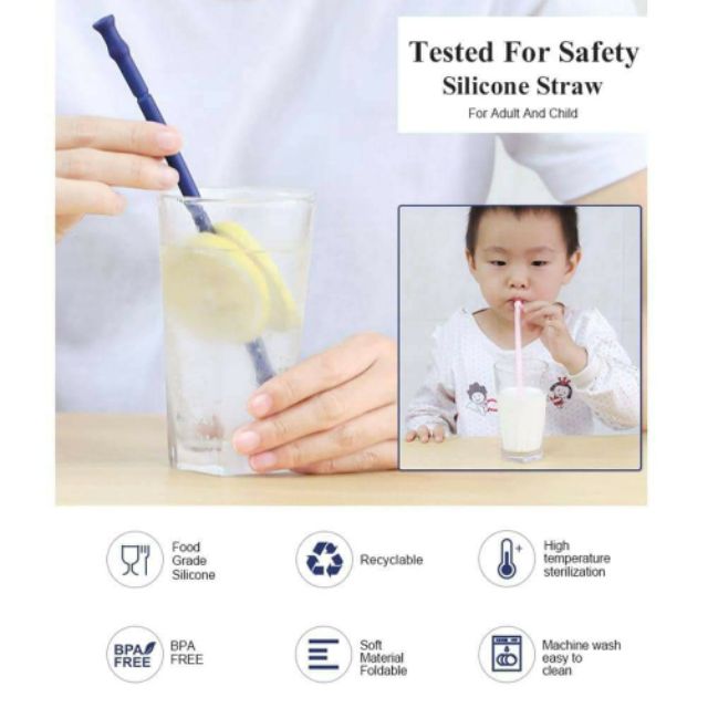 Ống Hút Silicon Tái Sử Dụng ( Có Hộp)