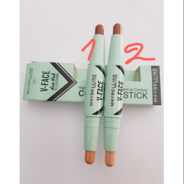 Thỏi Tạo Khối Maybelin V-Face với 2 đầu: tạo khối và highlight.