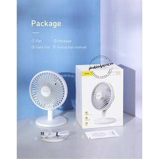 Quạt mini để bàn Baseus Ocean Fan pin sạc 2000mAh, 3 mức tốc độ - Mini USB Rechargeable Air Cooling Fan Clip Desk Fan